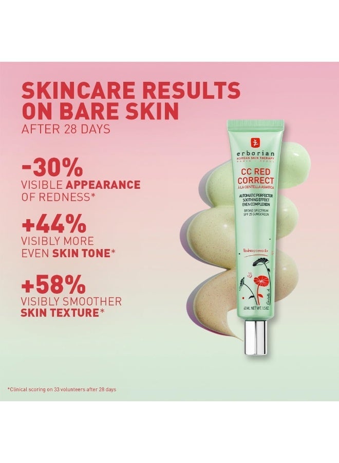 اربوريان إربوريان سي سي ريد كوريكت للعناية بالبشرة، أول مصحح لون أخضر مع مستخلص نبات السنتيلا الآسيوية، مصحح لون مضيء مع تغطية للاحمرار، عامل حماية من الشمس 25، سيكا، منتجات العناية بالبشرة الكورية - Image 5